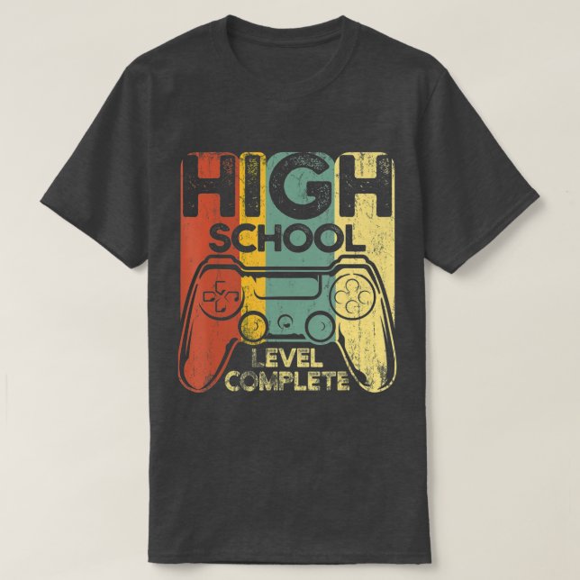 Funny Graduation High School Level Complete Senior T-Shirt (Design Front)