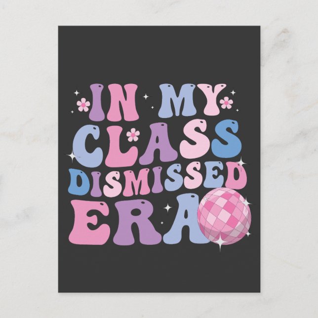 Funny Graduation In My Class Dismissed Era Retro   Announcement Postcard (Front)