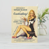 Funny Graduation Invitations | Vintage Pin-Up Girl (Standing Front)
