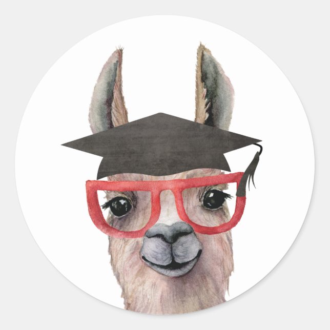 Funny Graduation Llama Sticker (Front)
