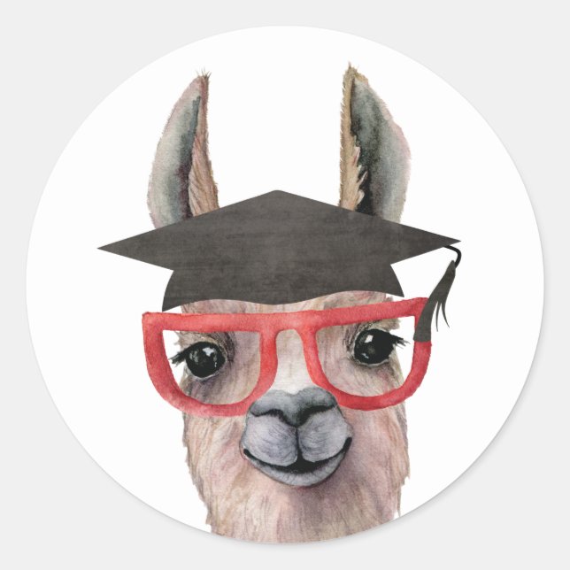 Funny Graduation Llama Sticker (Front)