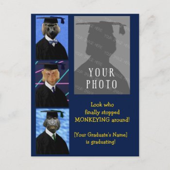 Funny Graduation Monkeys Personalized Annoucement Postcard by HaHaHolidays at Zazzle