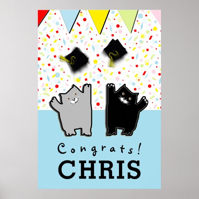 Funny Graduation Party Congrats Poster (Front)