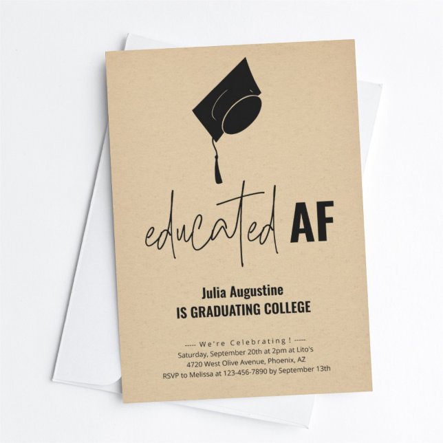 Funny Graduation Party Invitation Educated AF (Creator Uploaded)
