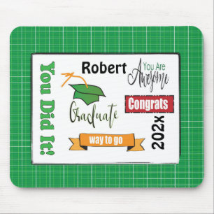 Funny Graduation Saying Green Class of Cartoon     Mouse Pad