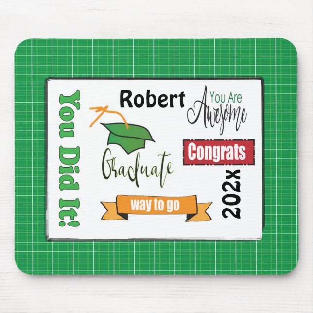 Funny Graduation Saying Green Class of Cartoon     Mouse Pad (Front)
