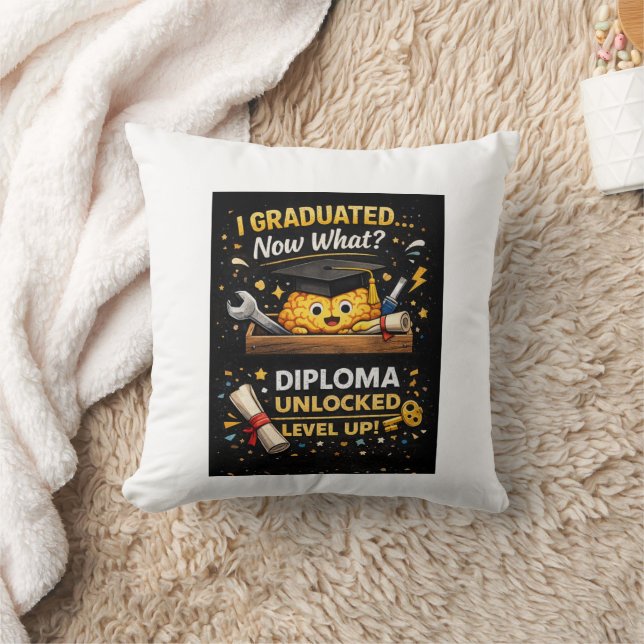Funny Graduation Shirt – I Graduated Now What Throw Pillow (Blanket)