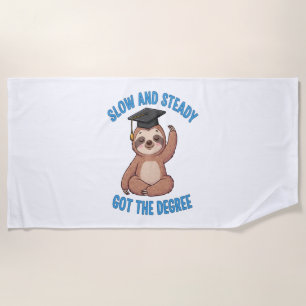 Funny Graduation Sloth Beach Towel