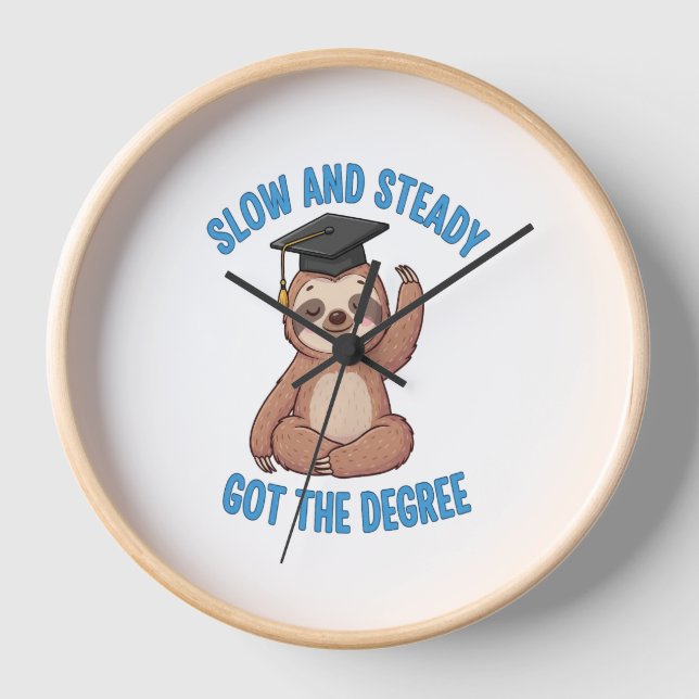 Funny Graduation Sloth Clock (Front)