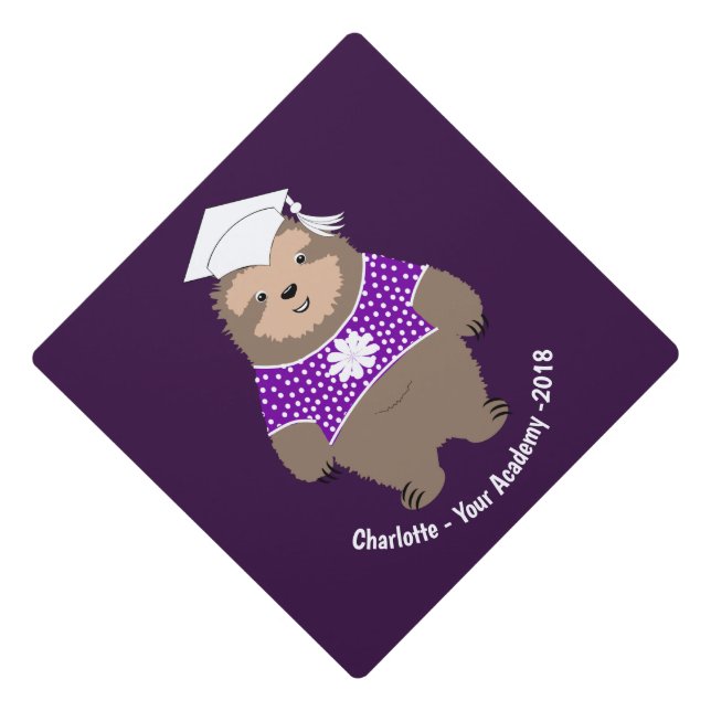Funny Graduation Sloth Personalized Cap Topper (Front)