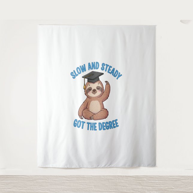 Funny Graduation Sloth Tapestry (Front)