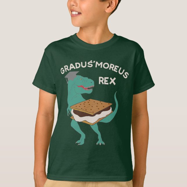 Funny GraduSmoreus Graduation Dinosaur Smores T-Shirt (Front)