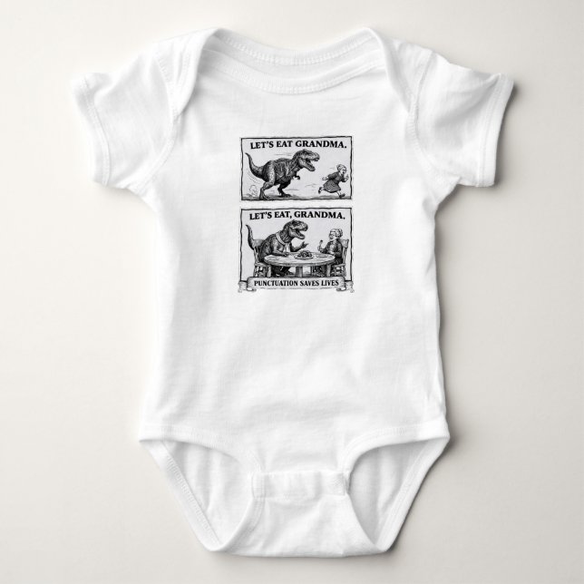 Funny Grammar Baby Singlet – “Let’s Eat, Grandma" Baby Bodysuit (Front)