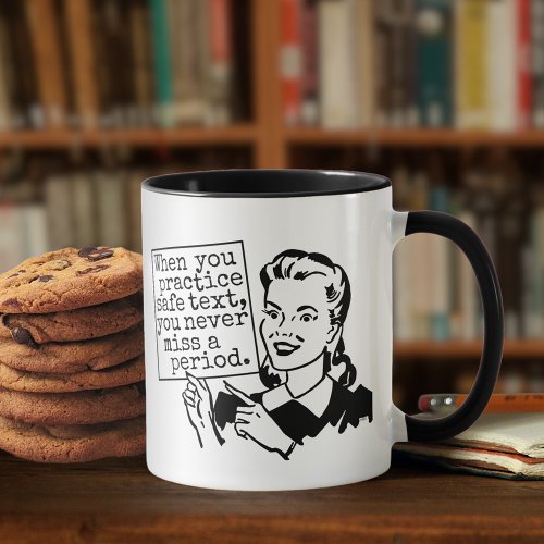 Funny Grammar Nerd  Practice Safe Text Retro Coffee Mug