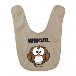 Funny Grammar Owl Cartoon for Writers & Word Nerds Baby Bib