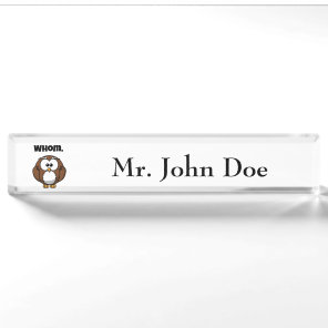 Funny Grammar Owl Cartoon for Writers & Word Nerds Desk Name Plate