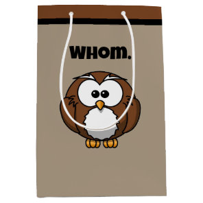 Funny Grammar Owl Cartoon for Writers & Word Nerds Medium Gift Bag