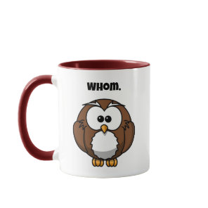 Funny Grammar Owl Cartoon for Writers & Word Nerds Mug