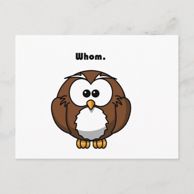 Funny Grammar Owl Cartoon for Writers & Word Nerds Postcard (Front)