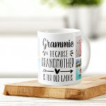 Funny Grammie Grandchildren Names & Photo Collage Coffee Mug<br><div class="desc">A perfect gift for a grandma who hates being called grandmother, this cute and funny Grammie mug features the saying "Grammie - because grandmother is for old ladies" in a collage of five photos of her grandchildren. Personalize with a custom message, the grandkids' names, and/or the year on a black...</div>