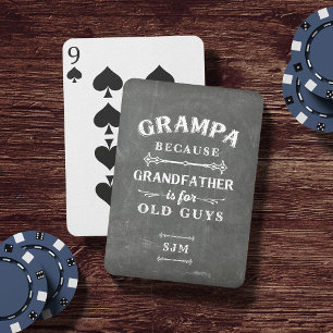 Funny Grampa Grandfather Monogram Poker Cards