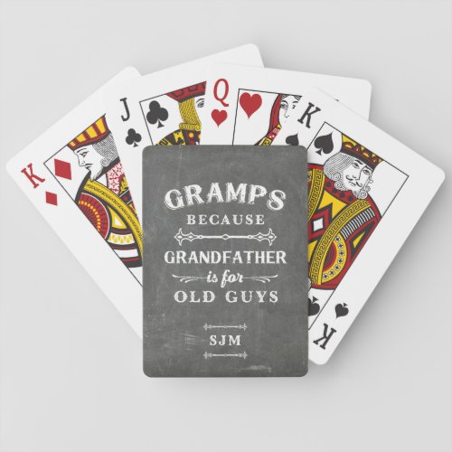 Funny Gramps Grandfather Monogram Poker Cards