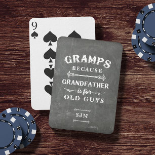 Funny Gramps Grandfather Monogram Poker Cards