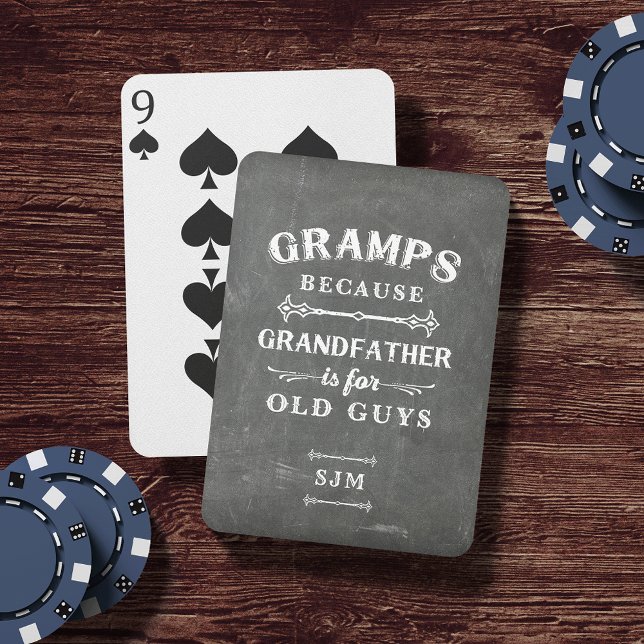 Funny Gramps Grandfather Monogram Poker Cards (Creator Uploaded)