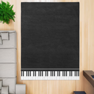 Funny Grand Piano Rug - Black Keyboard Music Rug