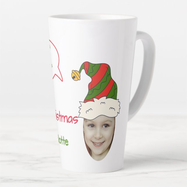 Funny Grandchild Photo in Xmas Hat Christmas Latte Mug (Right Angle)