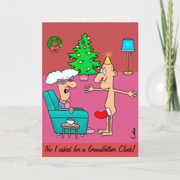 Funny Grandfather Clock cartoon Christmas card