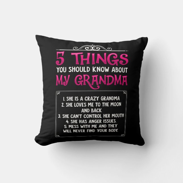 Funny Grandkids Grandchildren Best Grandma Throw Pillow (Front)