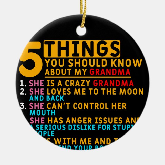 Funny Grandma and Grandkids Ceramic Ornament (Front)