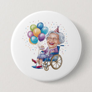 Funny Grandma Birthday Gift for Elderly Aunt Button