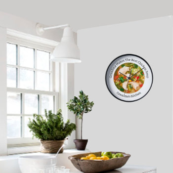 Funny Grandma Chicken Soup Kitchen Wall Clocks by idesigncafe at Zazzle
