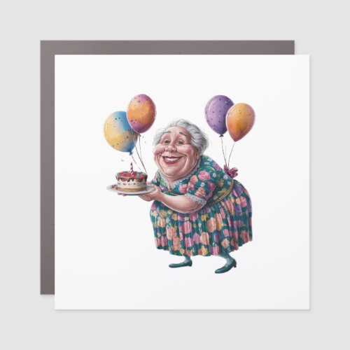 Funny Grandma Floral Dress Bday Art Car Magnet