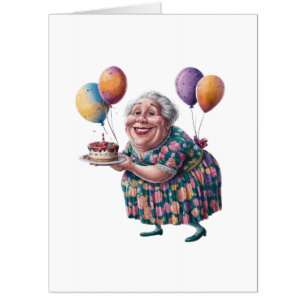 Funny Grandma Floral Dress Bday Art Card