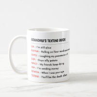 FUNNY Grandma Grandpa Grandparent TEXTING GUIDE Coffee Mug