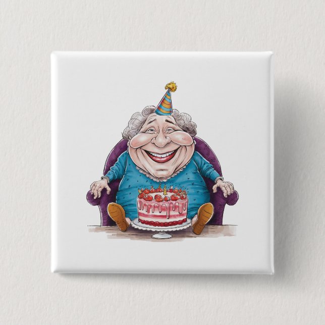 Funny Grandma Huge Cake & Cash Gift Button (Front)