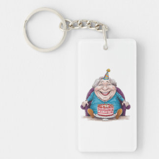 Funny Grandma Huge Cake & Cash Gift Keychain
