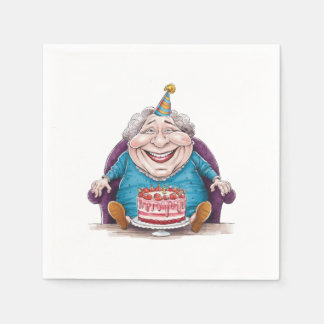 Funny Grandma Huge Cake & Cash Gift Napkins