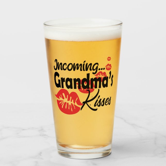 Funny Grandma Kisses    Glass (Front Filled)