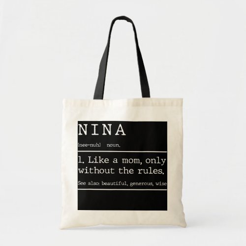 Funny Grandma Mothers Day Nina Definition Design  Tote Bag