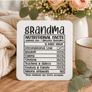 Funny Grandma Nutritional Facts   Cute Grandparent Square Sticker