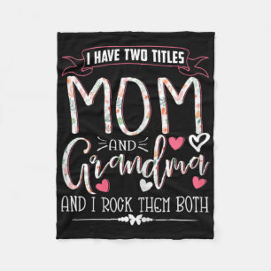 Funny Grandma Shirts Women Mom And Grandma I Rock  Fleece Blanket