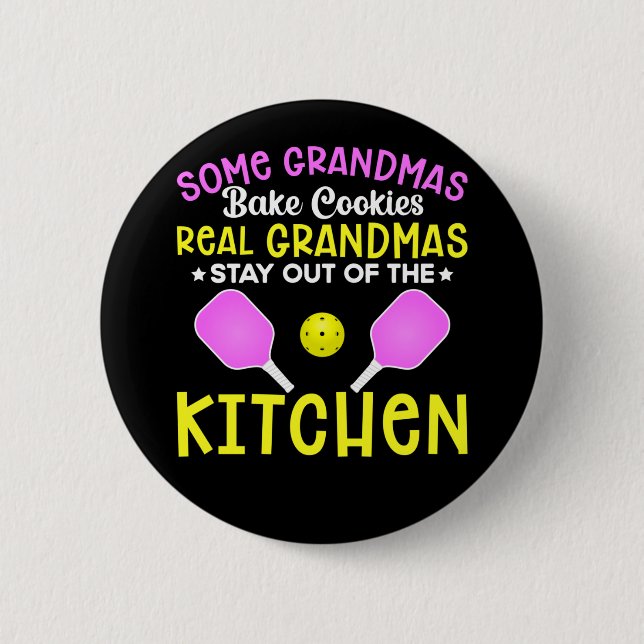 Funny Grandma Sport Lover Grandmother Pickleball Button (Front)