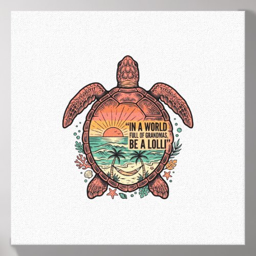 Funny Grandma Turtle Beach Vintage Shirt Design_1 Canvas Photo Tile