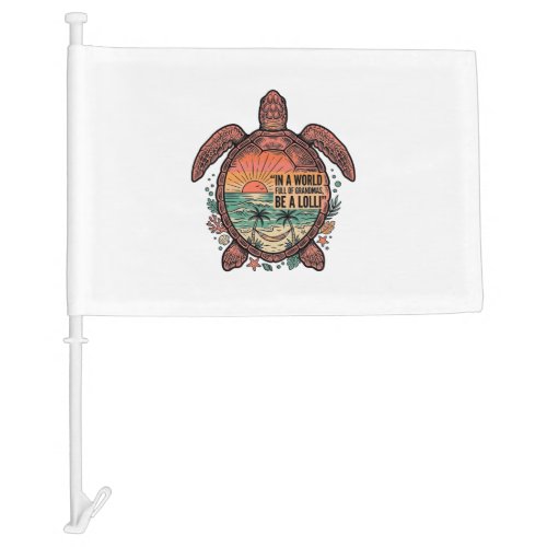 Funny Grandma Turtle Beach Vintage Shirt Design_1 Car Flag
