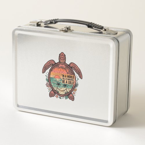 Funny Grandma Turtle Beach Vintage Shirt Design_1 Metal Lunch Box
