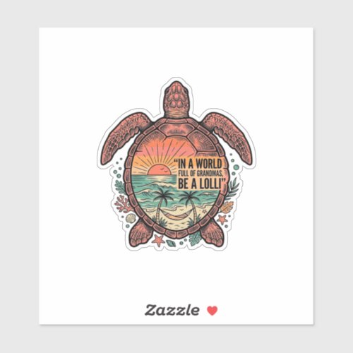 Funny Grandma Turtle Beach Vintage Shirt Design_1 Sticker